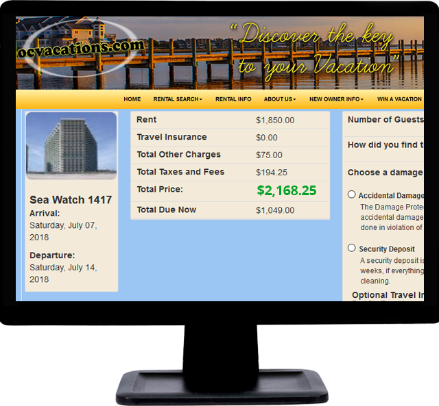 making ocean city md rental reservation on ocvacations.com
